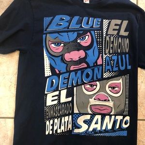 Blue Demon El Demonio Azul wrestling T-shirt Adult S Mexican wrestling EUC